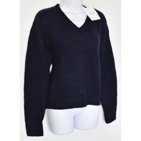 DIANE VON FURSTENBERG NWT CARMELLA V-NECK ALPACA/MERINO WOOL NAVY SWEATER.SIZE S - Picture 3 of 9